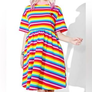 Lazy Oaf Rainbow Sally Sack Dress sz S/M